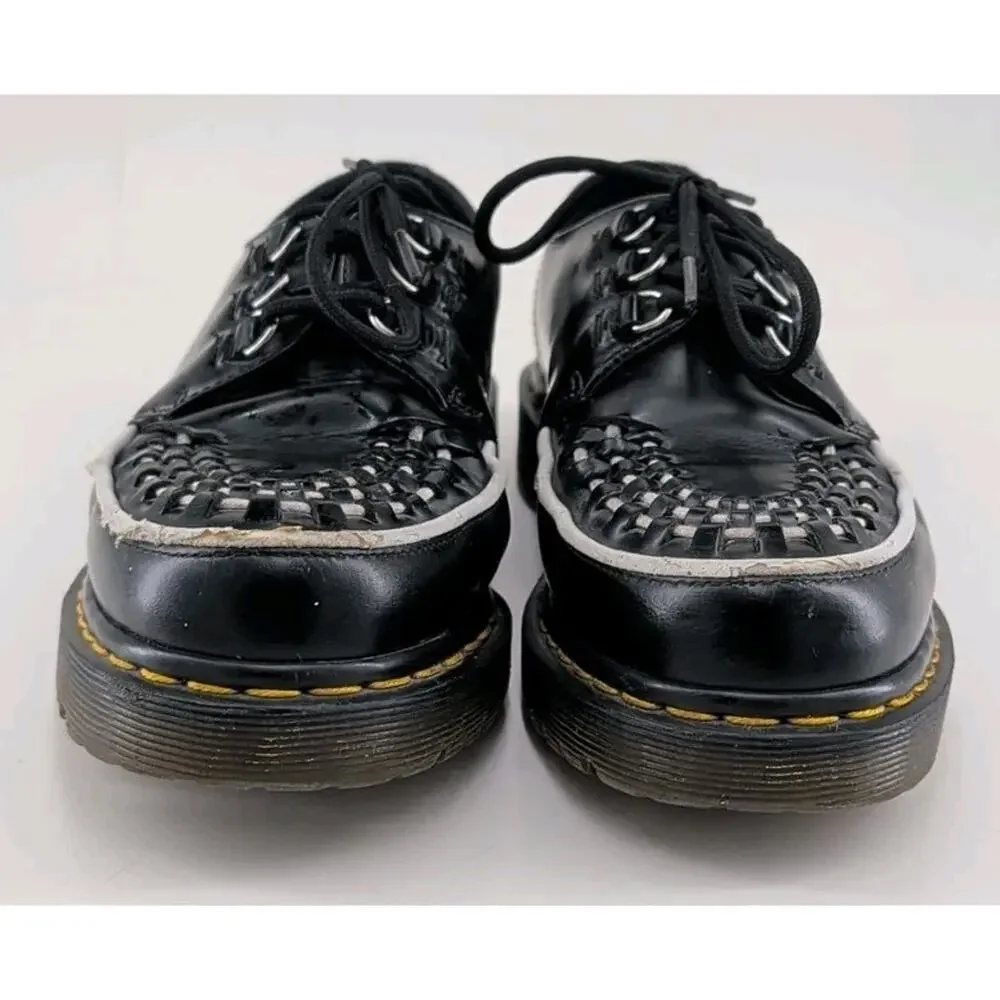Dr. Martens Ramsey Smooth Leather Creepers Black/White Interlace Size 7 Mens/8 W